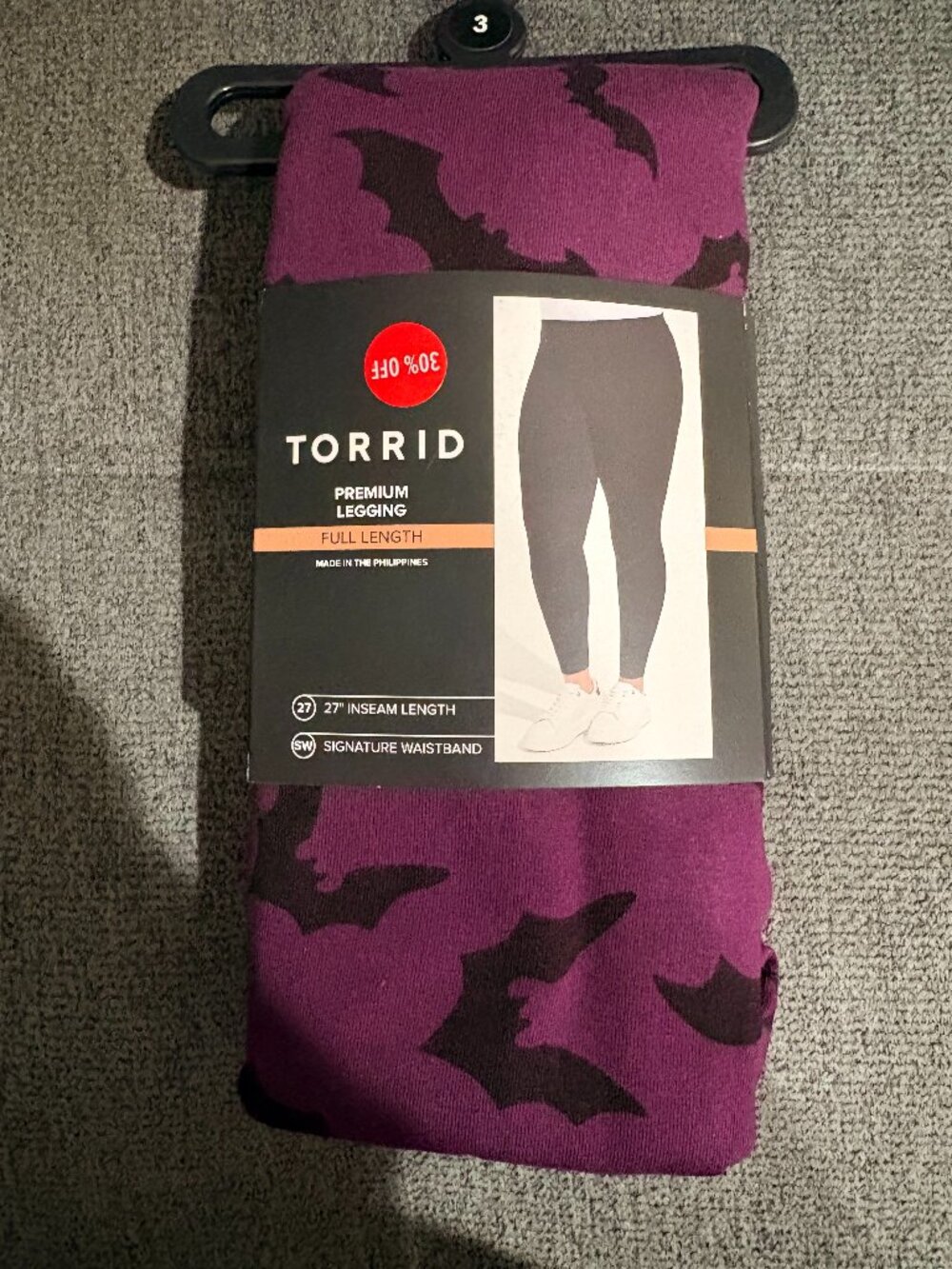 Torrid Purple Black Bat Halloween Premium Leggings 3X 22-24 NWT